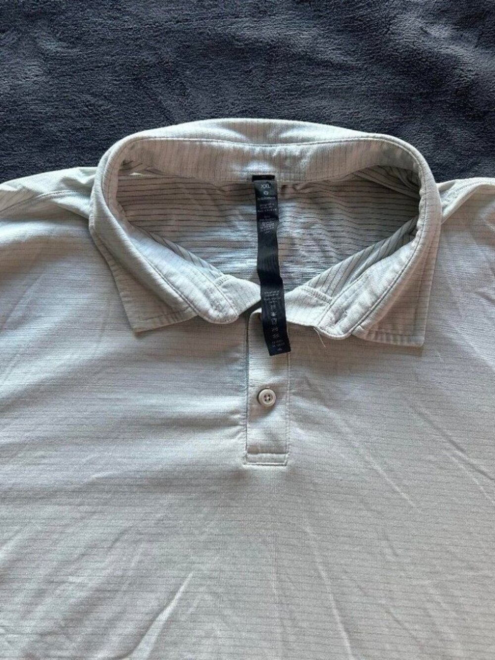 Lululemon XXL Textured Polo Shirt Light Gray Recycled Polyester Golf